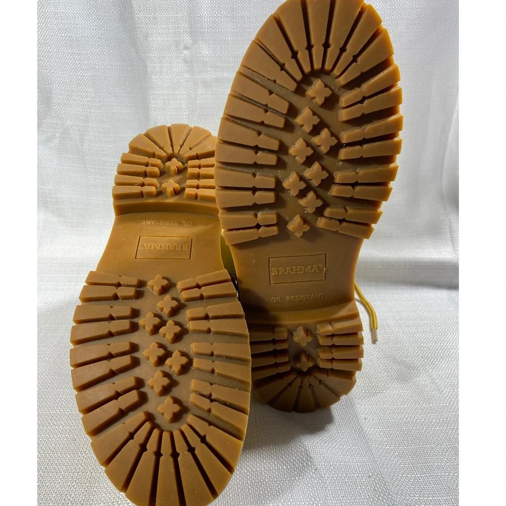 Brahma Mens Waterproof Leather Work Boots Wheat Yellow 9 MNBR0440145